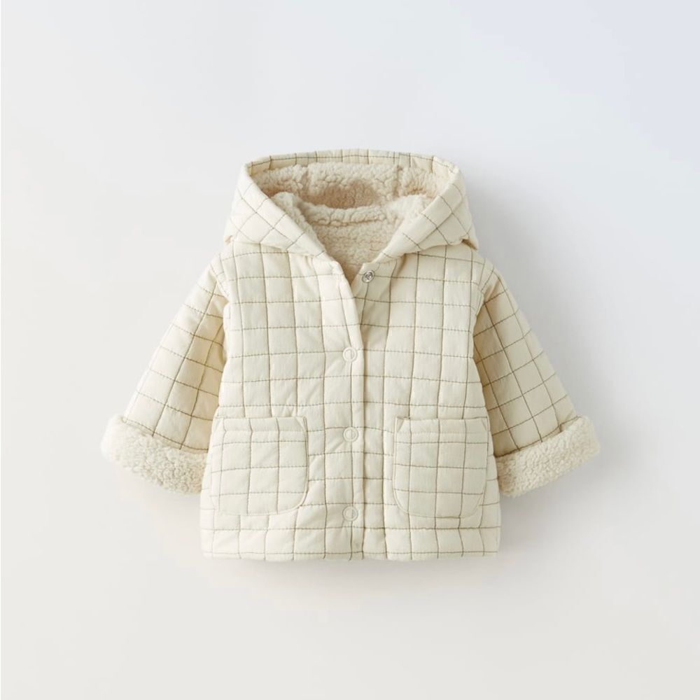Zara FAUX SHEARLING QUILTED JACKET 9-12 months
